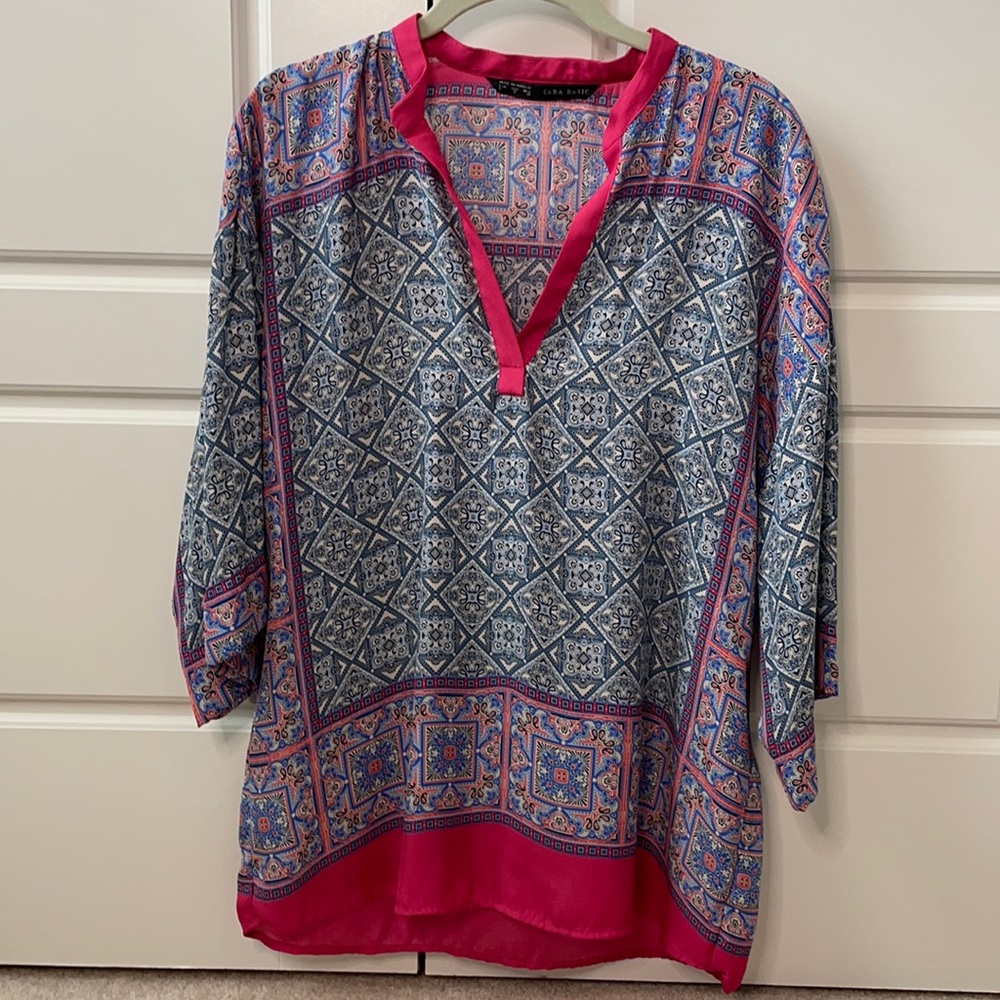 Zara colorful printed blouse
